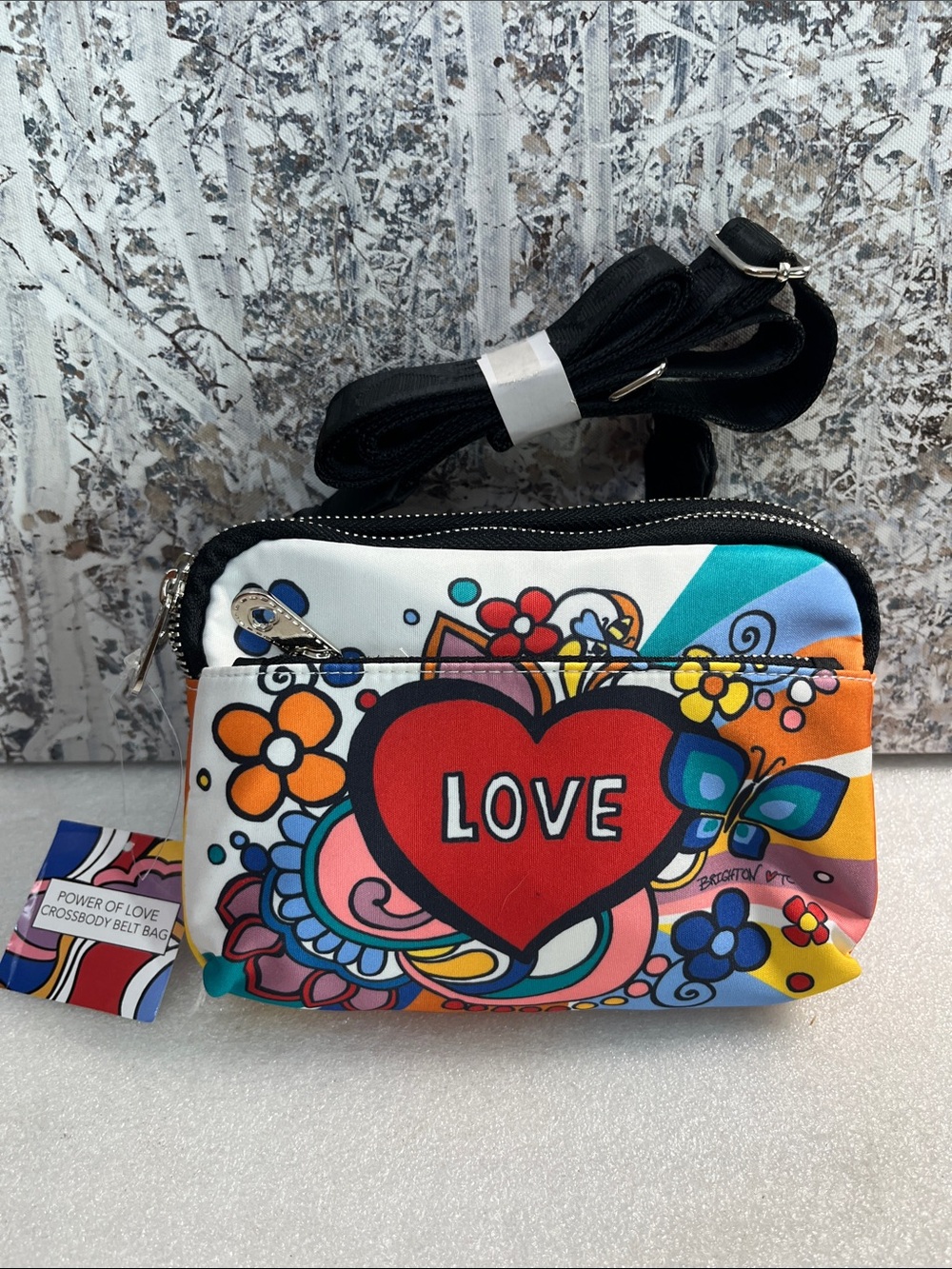 BRIGHTON Power Of Love Crossbody Bag Hearts Flowers NWT